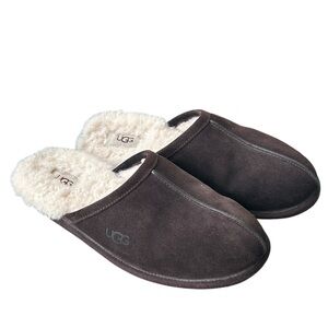 UGG Scuff Suede Sheepskin Slippers Men’s Size 10 Espresso Water Resistant Suede